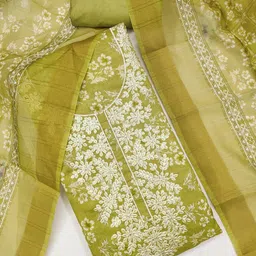 BlissFlair Floral Printed Thread Work Chanderi Cotton Unstitched Dress Material-picture-20