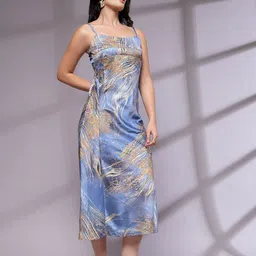 KASSUALLY Floral Print Satin Sheath Midi Dress image 3