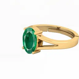VISHVMA Gold Plated Onyx & Gemstone-Studded 12.25 Ratti Finger Ring image 2