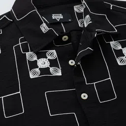 Thomas Scott Men Premium Fit Spread Collar Textured Casual Shirt image 3