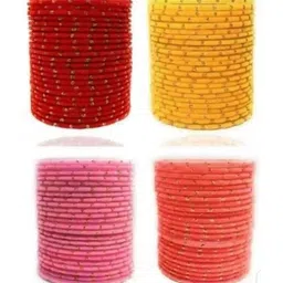 Shasmi Set Of 40 Bronze Glass Artificial Stones & Beads Bangle image 1