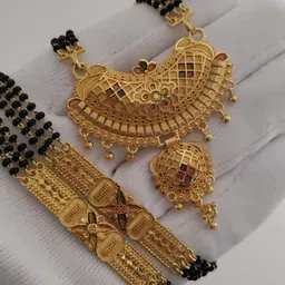 Niva Fashion Gold-Plated Artificial Stones and Beads Mangalsutra-picture-9