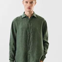Snitch Men Solid Spread Collar Linen Formal Shirt-image-29
