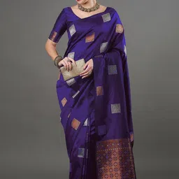 VASTRAAVEDAA Woven Design Zari Art Silk Handloom Banarasi Saree-picture-37