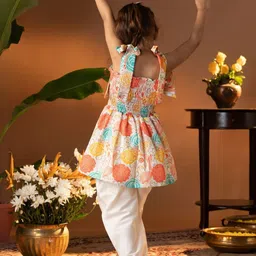 JBN Creation Girls Floral Printed Empire A-Line Kurti With Dhoti Pants image 5