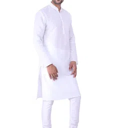JEXI Men Regular Dupion Silk Kurta with Churidar image 2