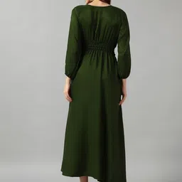 Jash Creation Women Olive Crepe Solid Anarkali Kurtas image 3