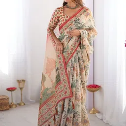 ALMAARI FASHION Ethnic Motifs Pure Cotton Banarasi Saree-picture-36