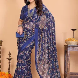 Moda Rapido Floral Poly Georgette Saree image 5