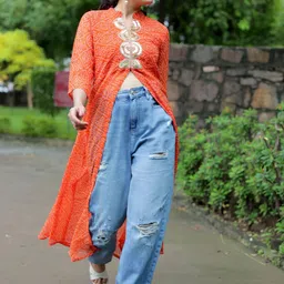 KALINI Georgette Bandhani Print Embroidery Kurta image 5