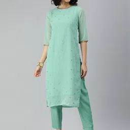 KALINI Women Ethnic Motifs Regular Gotta Patti Kurta with Trousers-image-96