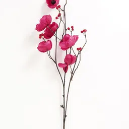 Pure Home and Living Pink & Brown Poppy Berry Artificial Flower Without Pot image 2