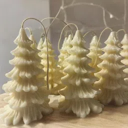 crown's queue Snow Covered Christmas tree candle set of 2 special for christmas gift Candle image 2
