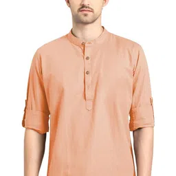 APEKTRA Mandarin Collar Roll Up Sleeves Kurta-picture-10