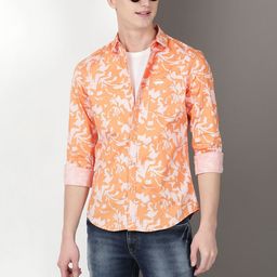 MaverIQ Slim Fit Floral Printed Spread Collar Cotton Shirt-picture-33