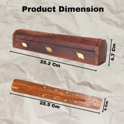 signamio 2pcs Wooden Horizontal Mini Agarbatti and Dhoop Holder Wooden Incense Holder image 2
