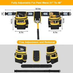 gustave Electrician Tool Belt Pouch Adjustable Waist Tool Organizer with Hammer Holder Nylon Tool Holster image 3