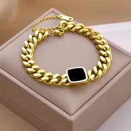 KARISHMA KREATIONS Stainless Steel Gold-Plated Enamelled Anti-Tarnish Bracelet image 1