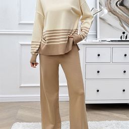JC Mode Striped Round Neck Long Sleeve Top With Trouser Co-Ords-picture-8