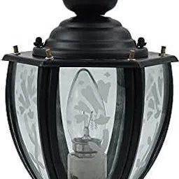 L03 Mini MAT Black Curve Glass Clear/Frosted Flower Design Gate Light for (Home/Hotel/Garden/Lawn/Balcony/Corridor,Boundary Wall,Garden) B22 Pack... Gate Light Outdoor Lamp-image-3