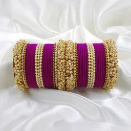 SHRASHTI Purple Glass Artificial Stones & Beads Bangle image 1