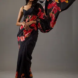 PHORIA STYLE Floral Printed Saree With Blouse Piece image 2