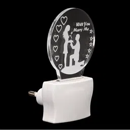 1ST TIME White & Transparent 2-Pcs 3D Illusion LED Plug Night Lamps image 5