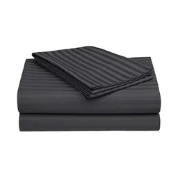 Homybees Grey Striped 220 TC King Bedsheet with 2 Pillow Covers image 2