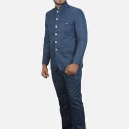 GARGIAN Master Cut Self Design Tailored Fit Single-Breasted Mandarin Collar Jodhpuri Suit image 3