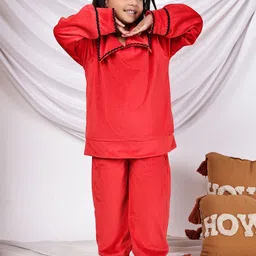 NEUDIS Girls Shirt Collar Velvet Sweatshirt With Jogger-image-9