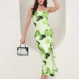 BAESD Women Shoulder Straps Side Slits Bodycon Midi Dress-image-99