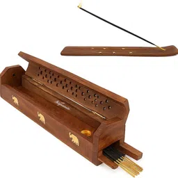 signamio 2pcs Wooden Horizontal Mini Agarbatti and Dhoop Holder Wooden Incense Holder-picture-22