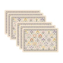 YELONA 6Pcs Beige & Green Patterned Waterproof Heat-Resistant Anti-Slip Table Placemats-picture-28