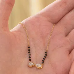 Anouk Gold-Plated Artificial Stones Studded & Beaded Infinity Mangalsutra image 3