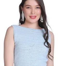 NYCRA Women Self Design Floral Cotton Crochet Tank Crop Top-image-98