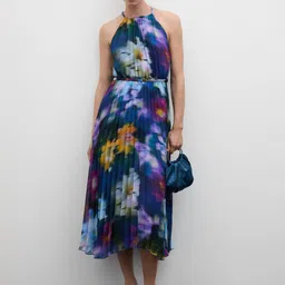 MANGO Tie & Dye Dyed Halter Neck A-Line Midi Dress-image-44