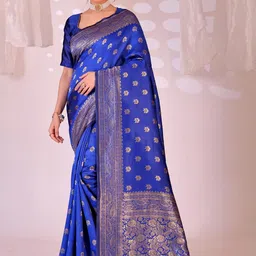 KALINI Ethnic Motifs Silk Cotton Banarasi Saree-picture-27