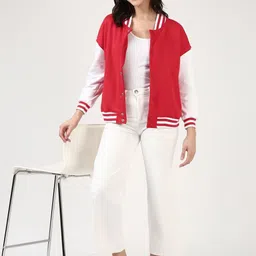 FILMODE Women Colourblocked Fleece Varsity Jacket-picture-25