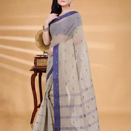 SRILOK Woven Design Zari Pure Cotton Taant Saree image 2