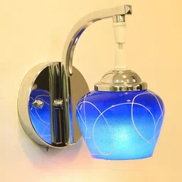 SOMIL Blue & White Printed Glass Cylinder Shaped Wall Lamp-picture-35