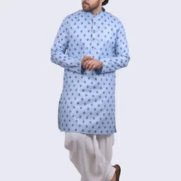 aruati Mens long printed Blue Kurta 36 image 3