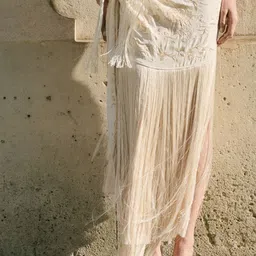 mango selection MANGO CAPSULE Collection Embroidered Fringe Pareo-Style Skirt-picture-14