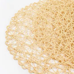 TIED RIBBONS 4Pcs Yellow Textured Round Table Placemats image 3