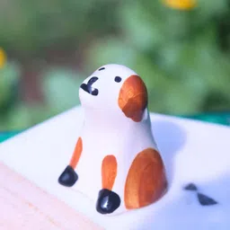 WEAVING HOMES Brown & White Printed Miniature Dog Showpiece image 3