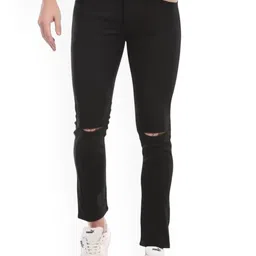 LINARIA Men Classic Regular Fit Slash Knee Cotton Jeans-image-81