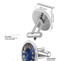 Curren Men Embellished Silver-Plated Round Cufflink image 3