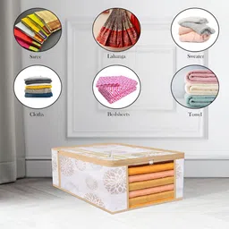 Aura White & Gold-Toned 3 Pieces Bow Gola Printed Reusable Drawer Organisers image 3