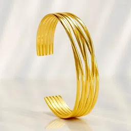 Rubans Voguish Stainless Steel 18K Gold-Plated Anti Tarnish Cuff Bracelet-image-77