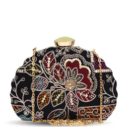 ARTKLIM Floral Embroidered Sequinned Box Clutch image 2