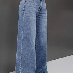 Aadvi Fashion Women Jean Wide Leg High-Rise Highly Distressed Heavy Fade Stretchable Jeans-image-43